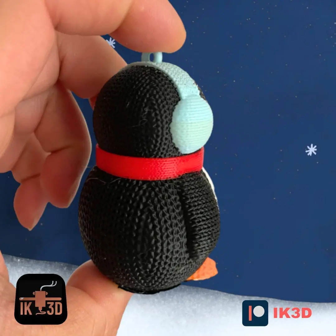 KNITTED PENGUIN FIGURINE AND ORNAMENT - NO SUPPORTS - COLOR