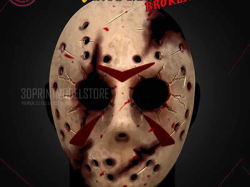 Jason Mask Friday The 13th Broken Halloween 3D Print Model