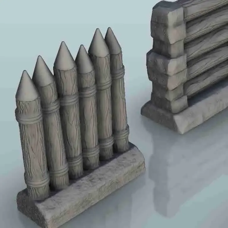 Medieval barricades set - miniatures warhammer terrain scene