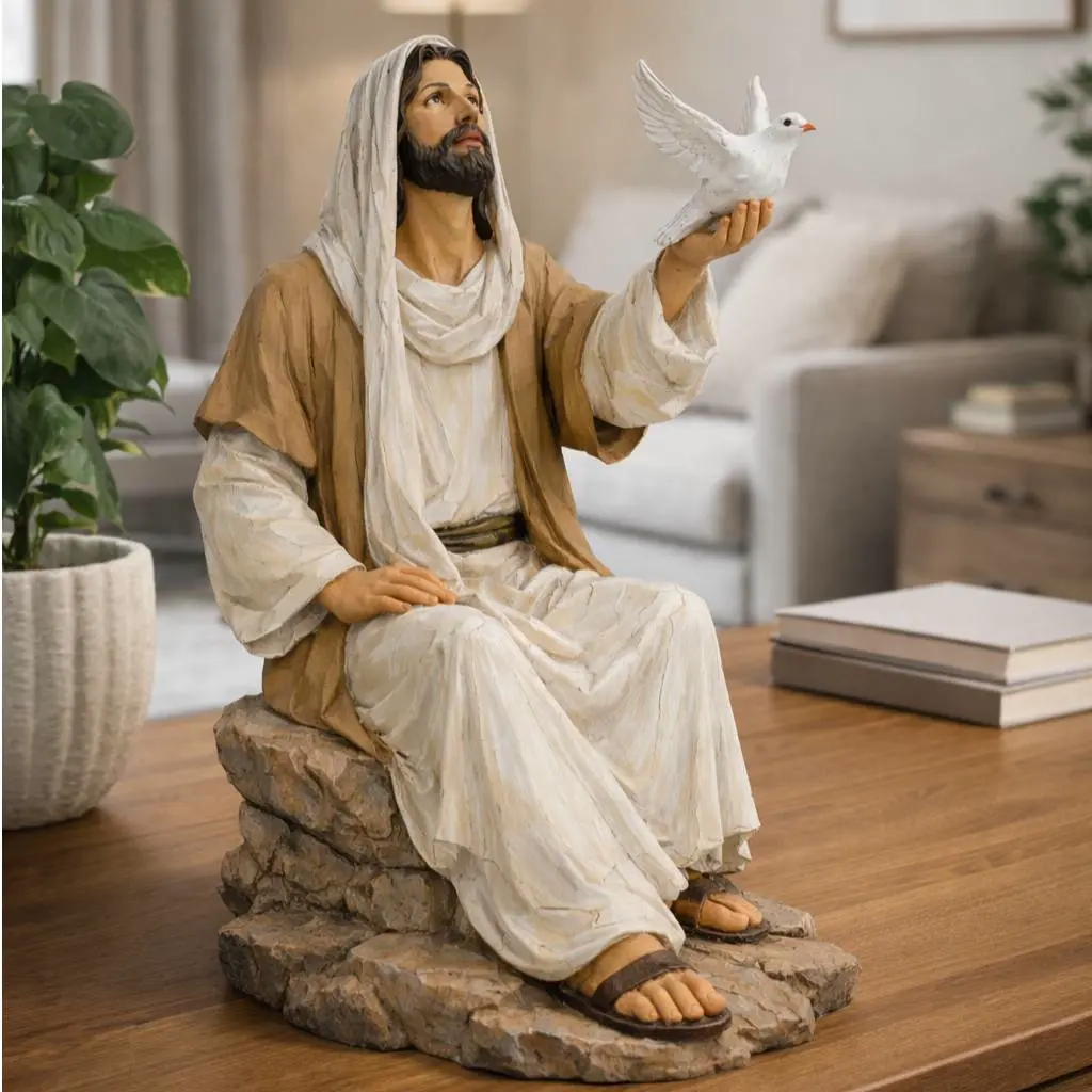Jesus with Dove Sculpture STL File for 3D Printing