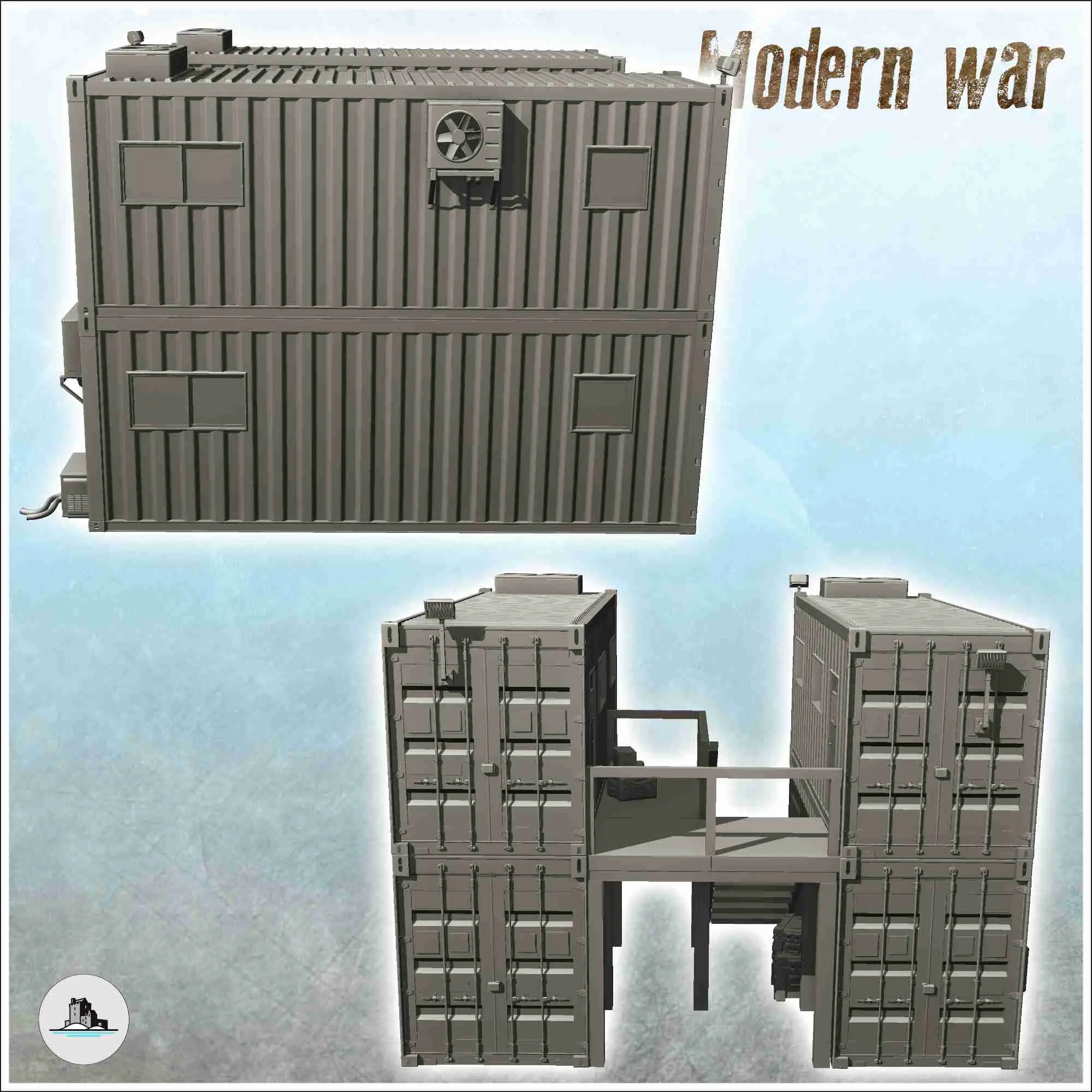 Poste de commandement moderne en containers (1) - scenery miniatures c