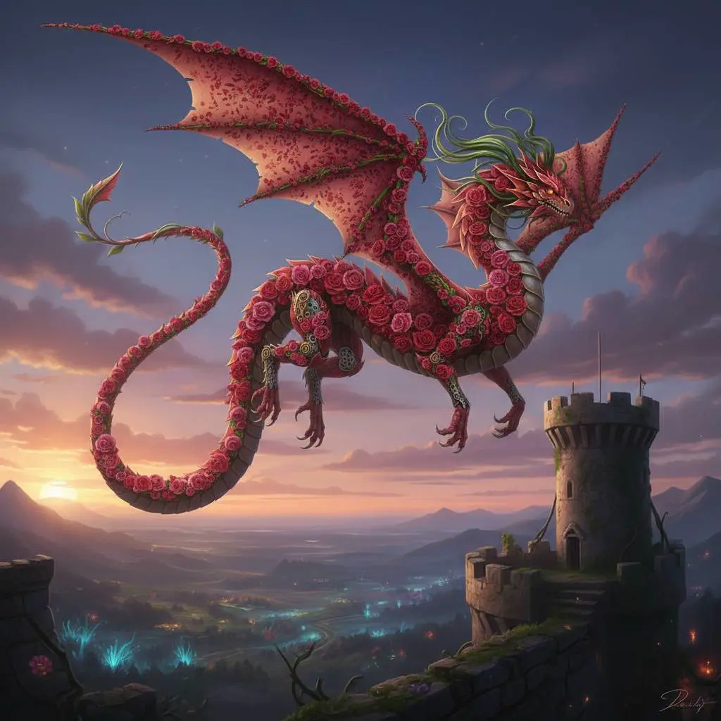Rose Dragon in Flight