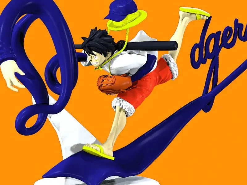 Luffy - Shohei Ohtani - baseball dodgers style - ONE PIECE