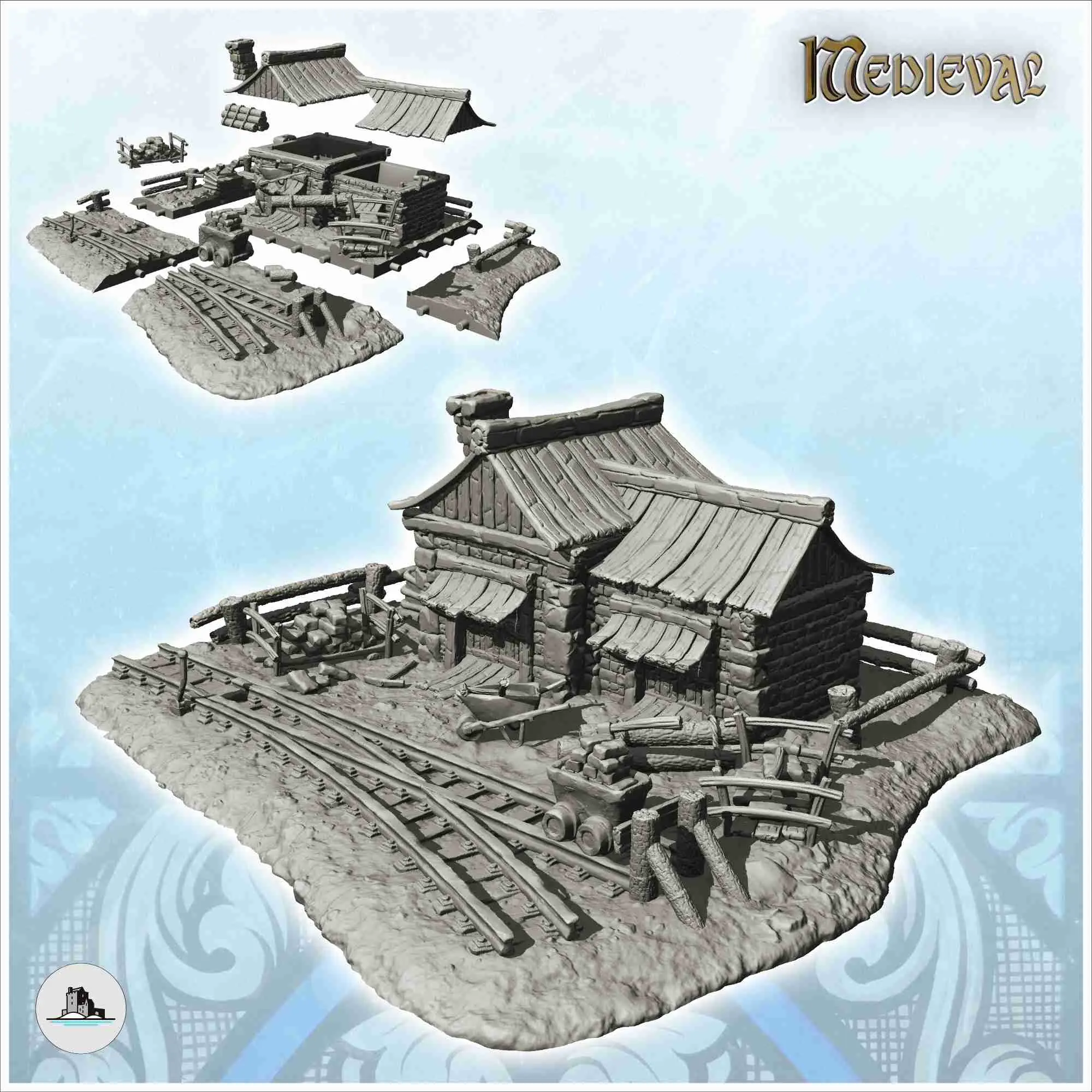 Tailor's workshop with material and equipment (12) - miniatu