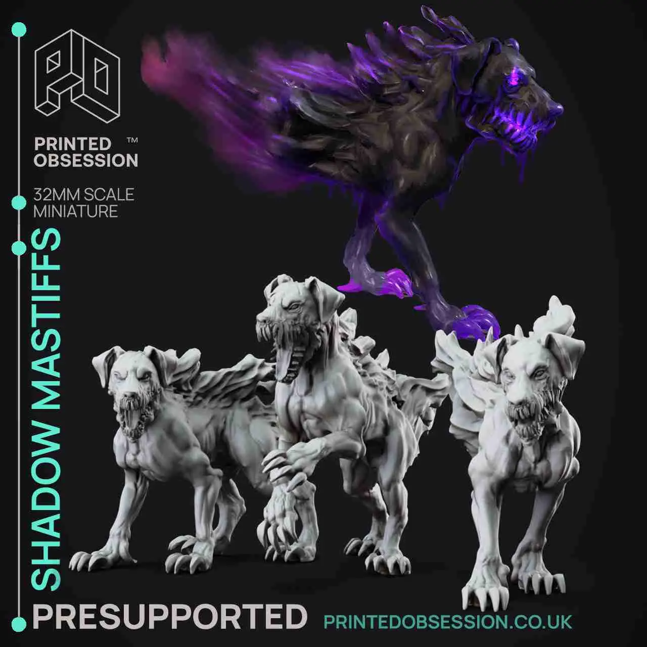 Shadow Mastiffs- Faywild Vs Shadowfell-Presupported- 32mm sc
