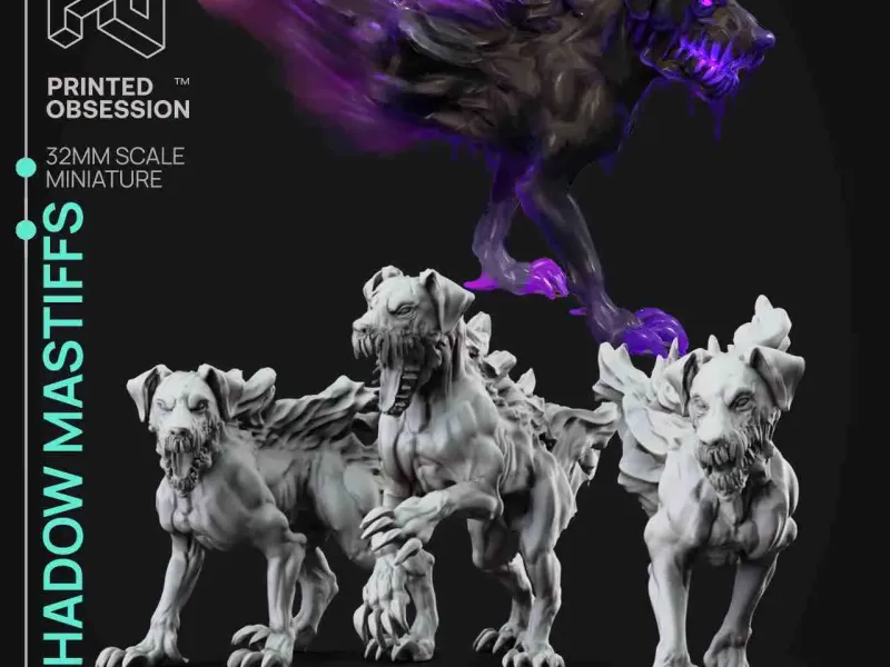 Shadow Mastiffs- Faywild Vs Shadowfell-Presupported- 32mm sc