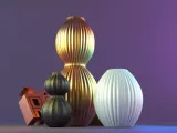 Spherical grooved vase set-6