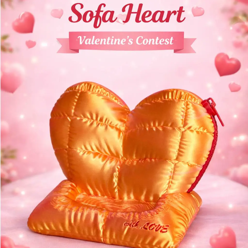 Phone stand sofa heart with zipper