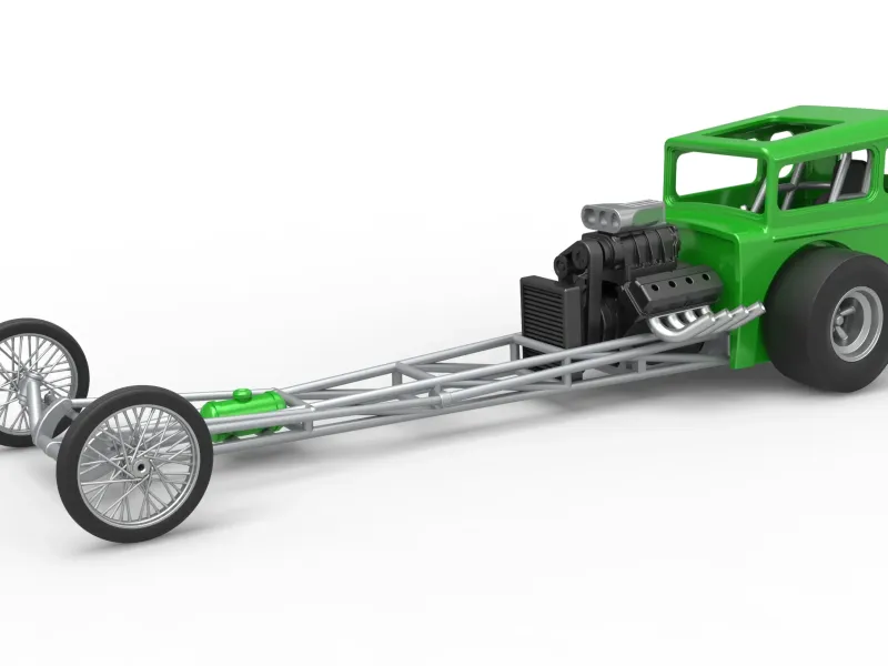 Front engine old school dragster with shell V7 Slale 1:25