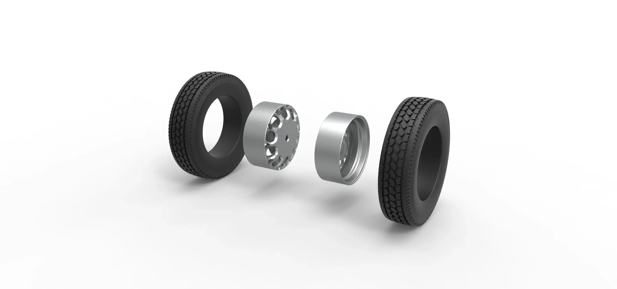 Rear custom wheel of semi truck V6 Scale 1:25
