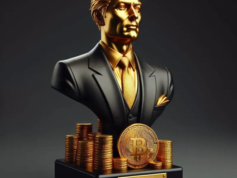 Bitcoin Investor Bust STL – Crypto Wealth Statue – Golden Bu