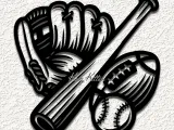 sports glove bat baseball football wall art home decor-0