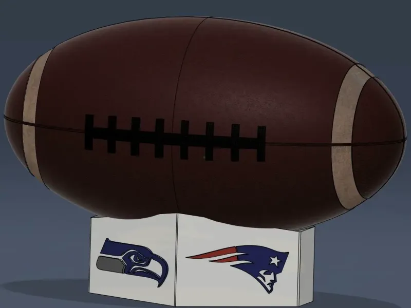 Ballon de foot Américain (boîte) +socle Seahawks vs Patriots