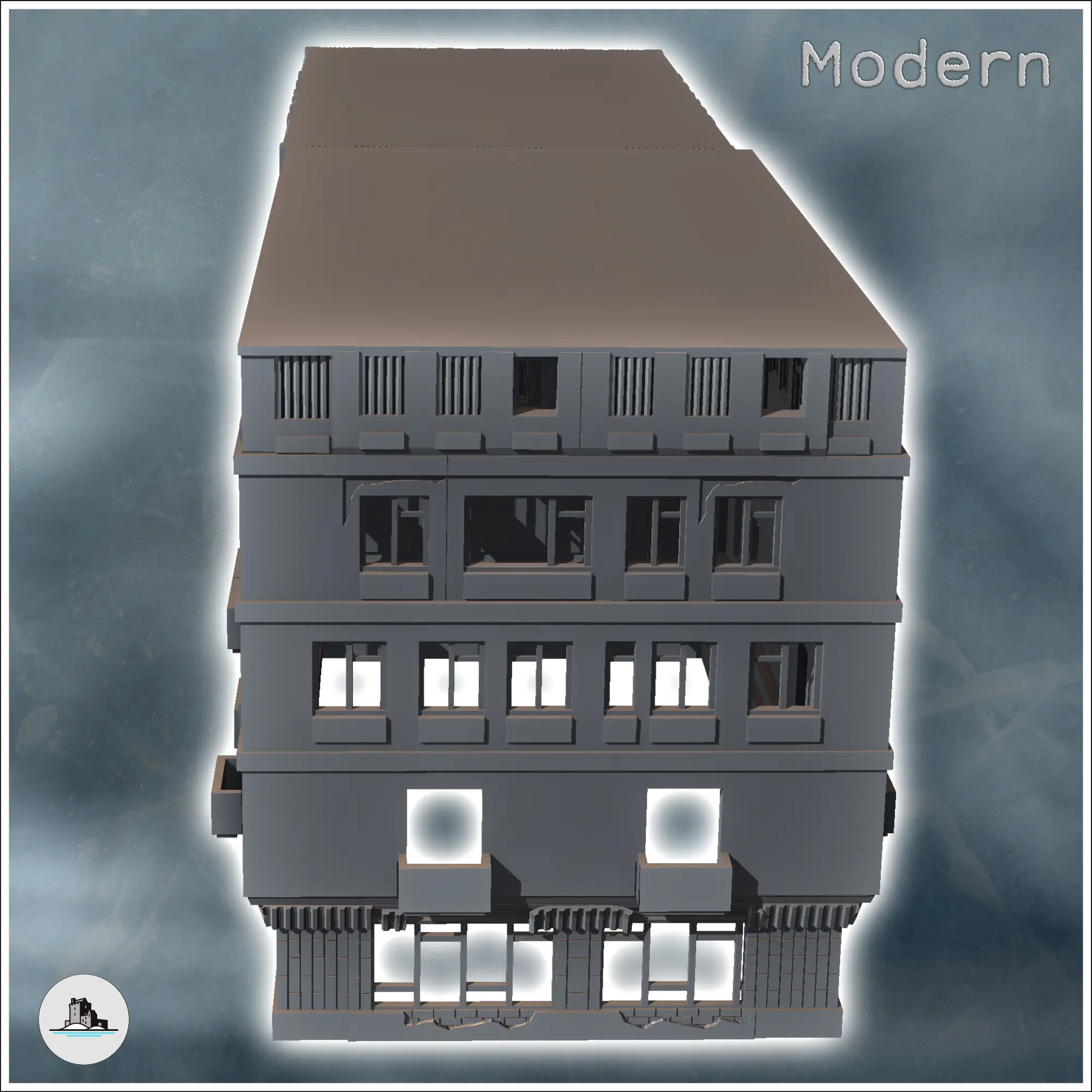 Set of modern modular multi-storey buildings (10) - miniatur