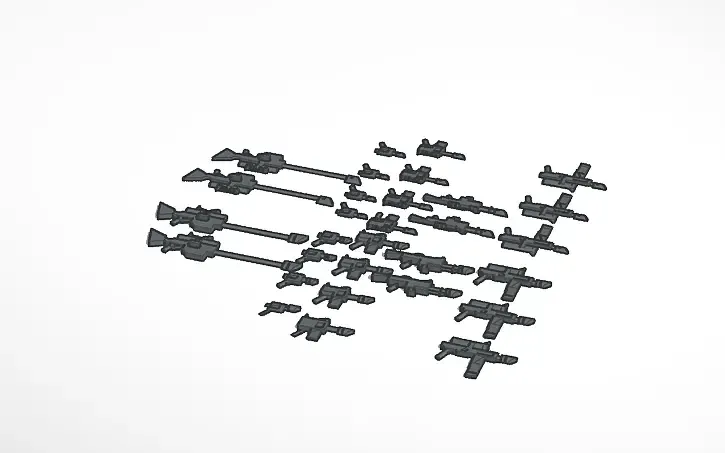 This is a collection of gun models that are scaled to LEGO.