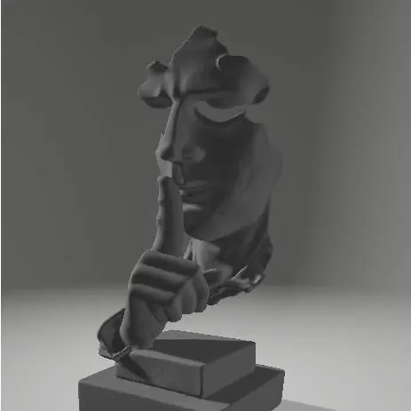 Abstract Silence is Gold Statue Decoration Household Office