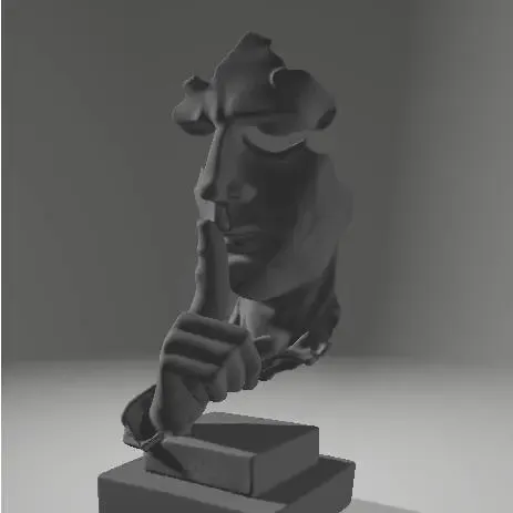 Abstract Silence is Gold Statue Decoration Household Office