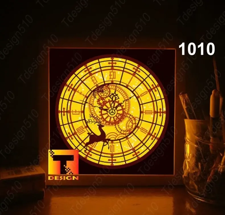 Deer Clock light box (shadow box)