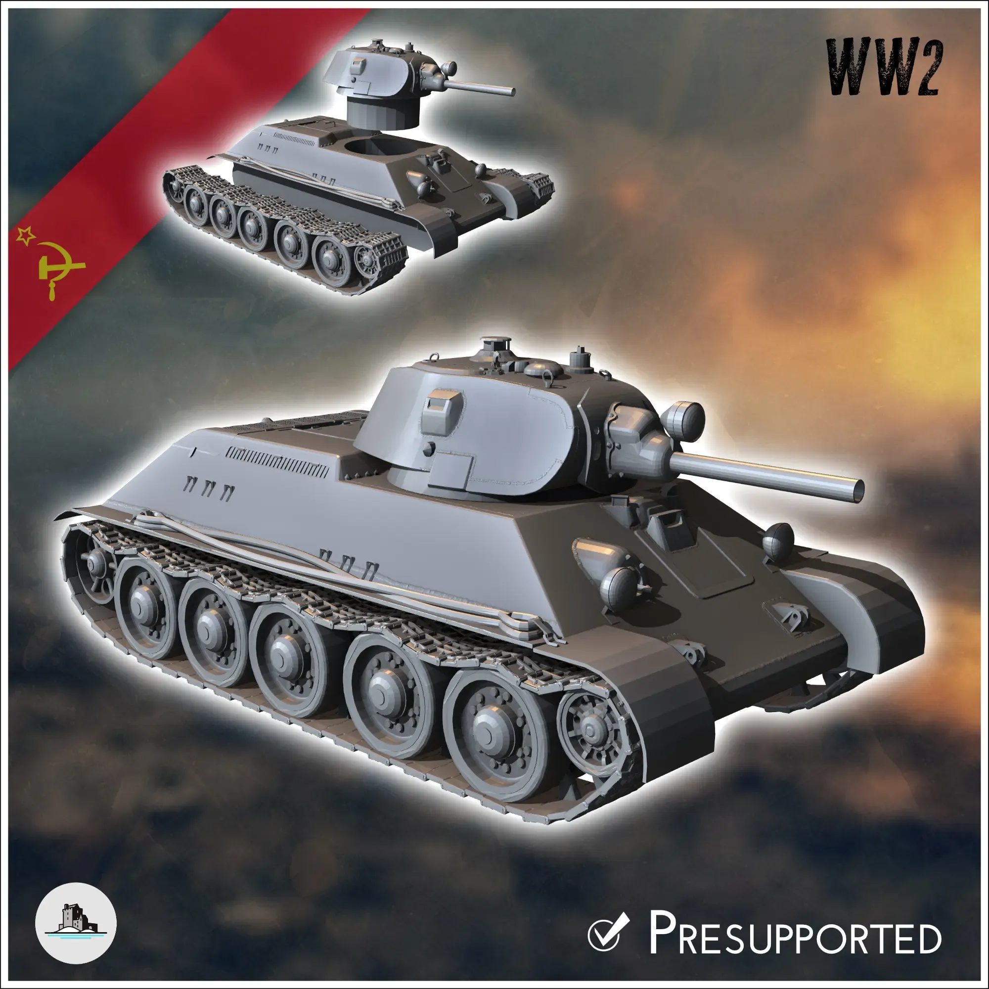T-34 76 M1940 Model 1940 (T-3476A) with front headlight - mi