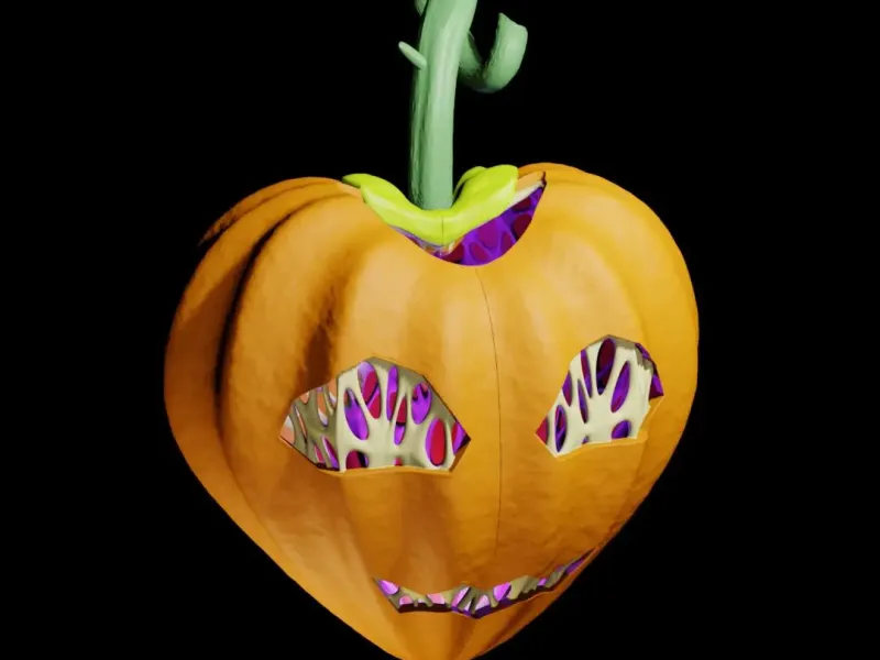 Assembleable Halloween Pumpkin Heart Head Basket