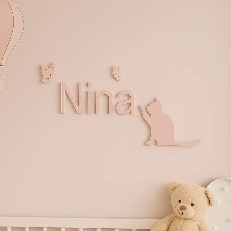 Set of wall alphabet with a cat and butterfly - MOKA Design
