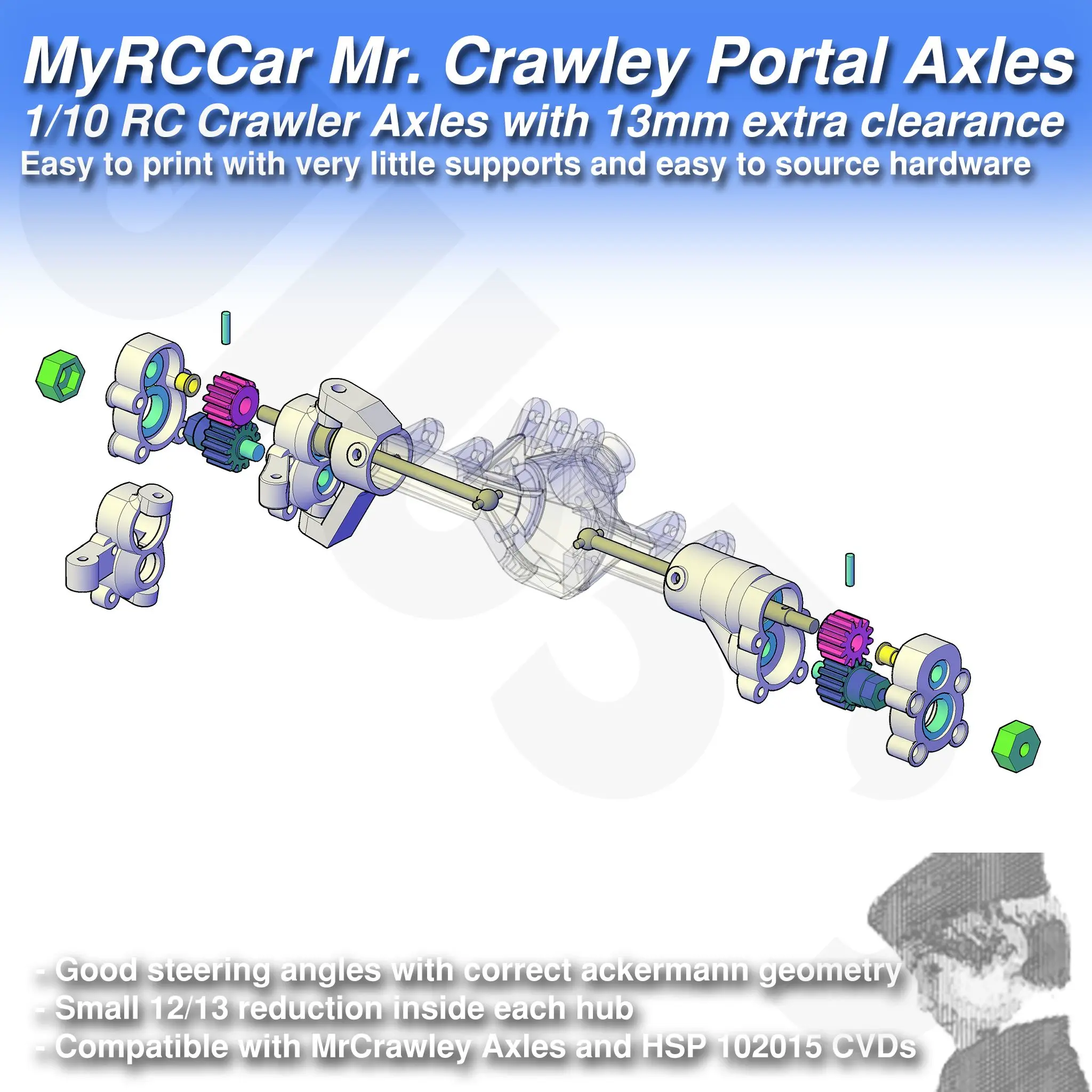 MyRCCar Mr. Crawley Portal Axles | 3D models download | Creality Cloud