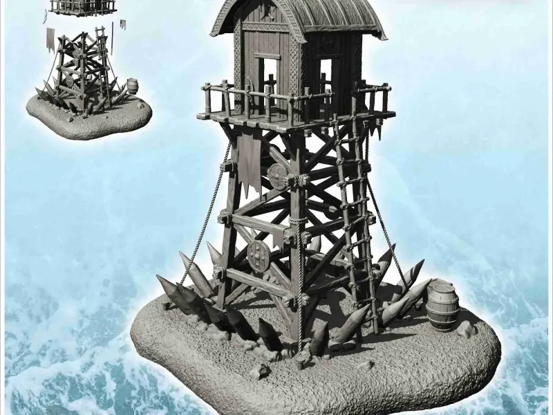 Medieval tower with tile roof (9) - miniatures warhammer sce