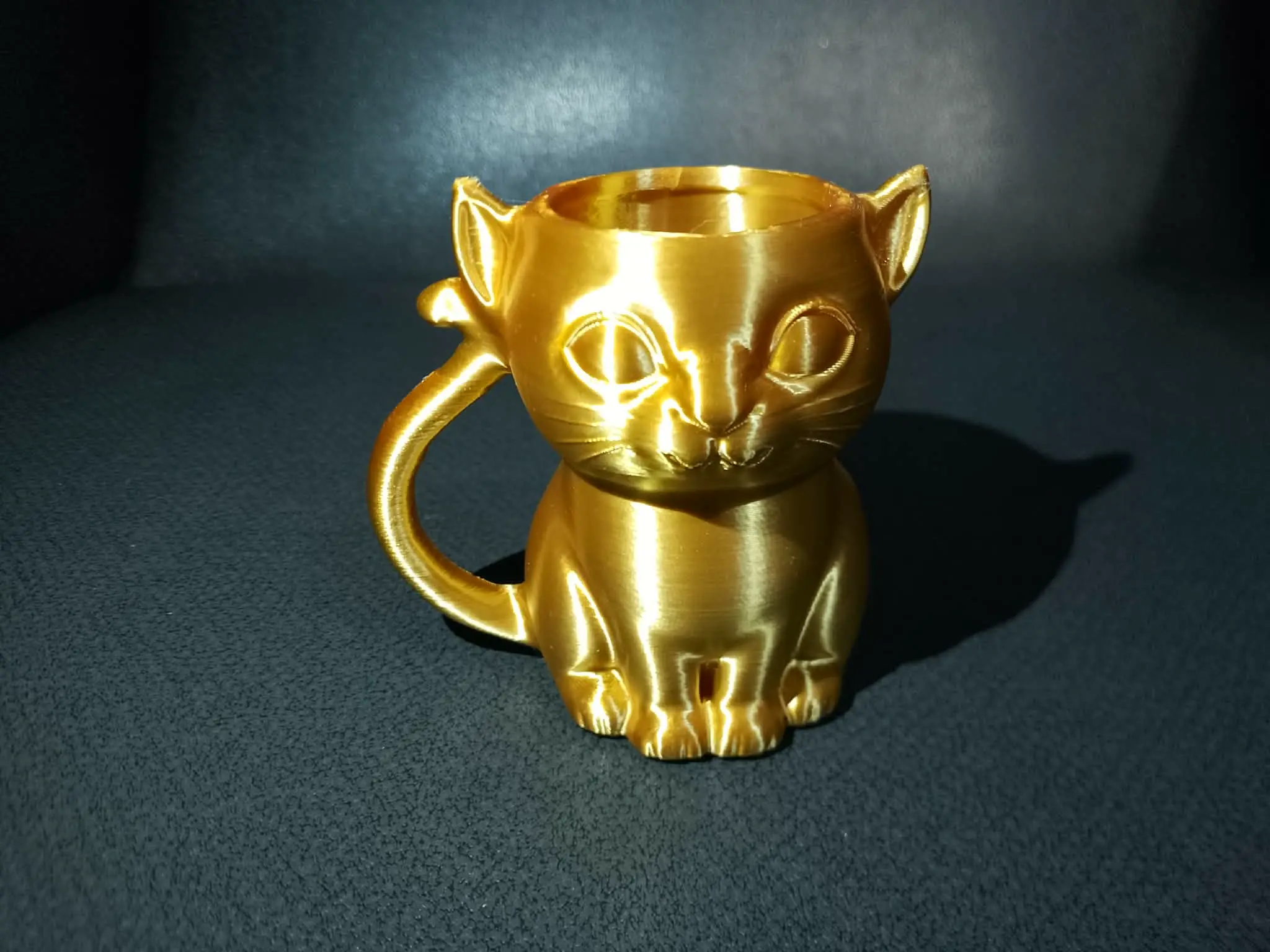Cute Sitting Cat Cup With Big Eyes Tail Handle And Ears