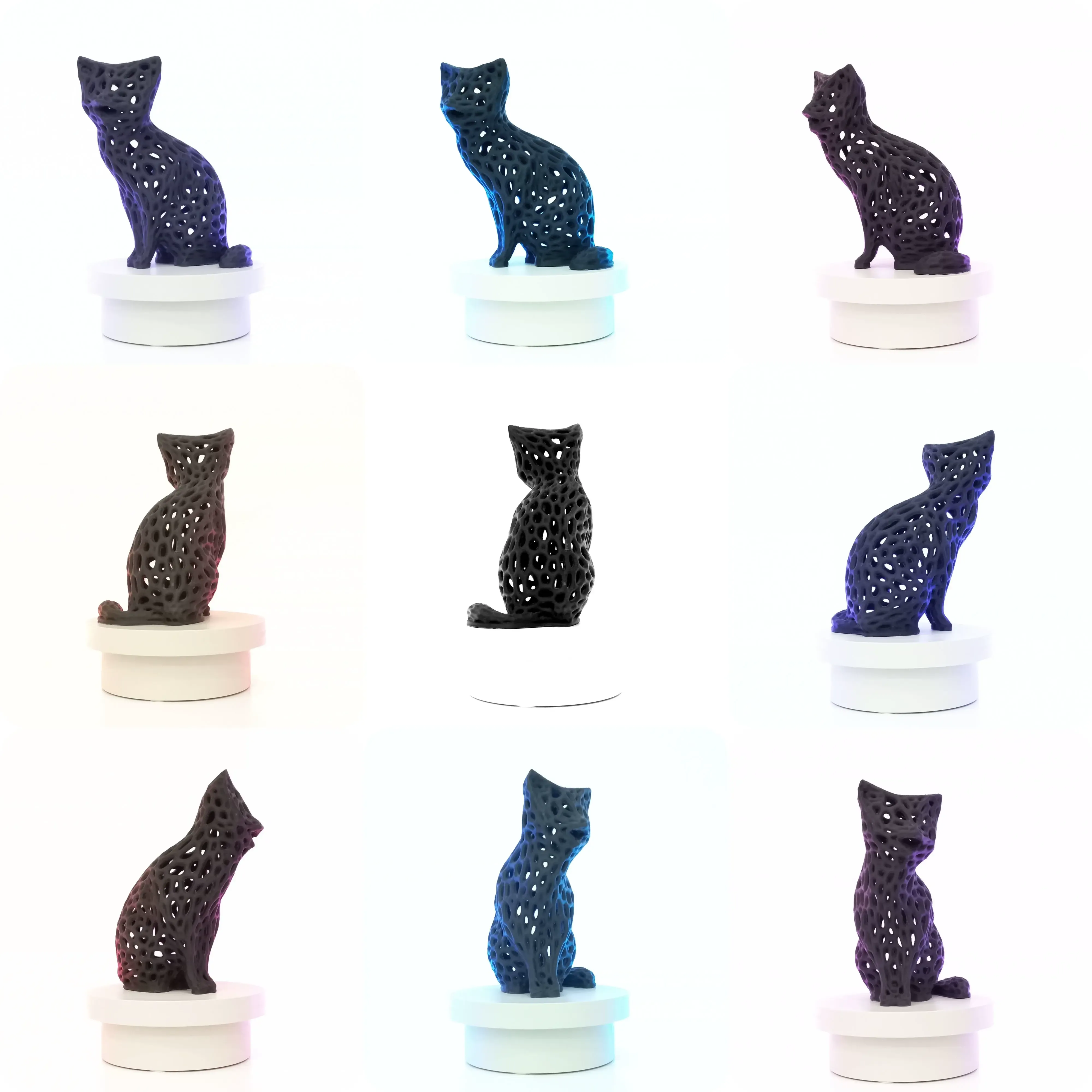 Modern Vornoi Lamp Cute Cat Statue NO SUPPORT