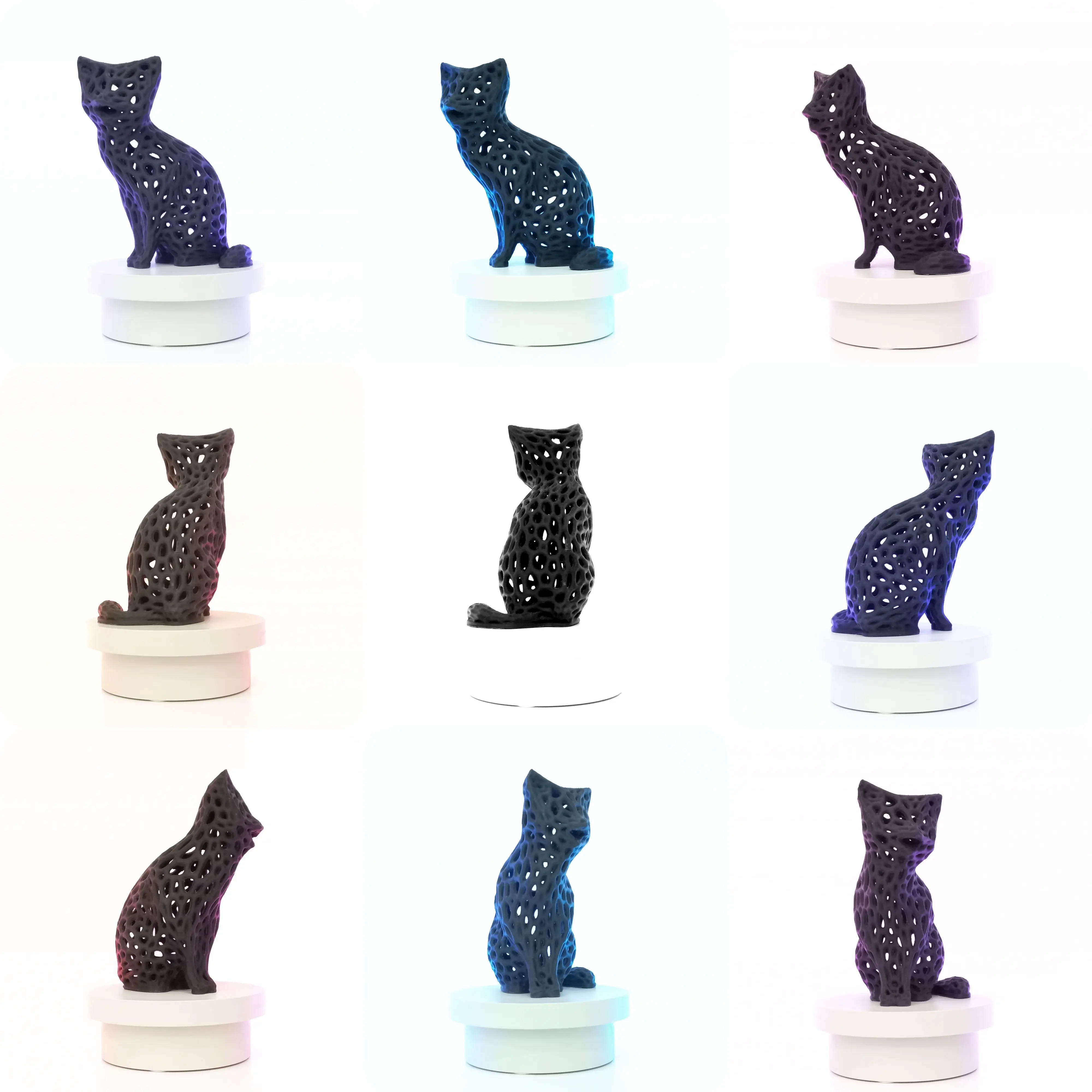 Modern Vornoi Lamp Cute Cat Statue NO SUPPORT