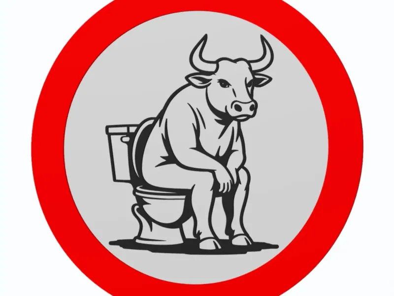 Bull On A Toilet/Bullshit - Forbidden Traffic Sign - WallArt