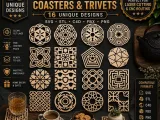 Geometric Coasters & Trivets SVG STL CNC Laser Cut Pack - 3D-1