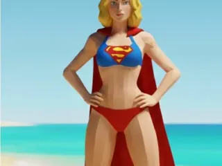 super girl - low poly - coleção praia