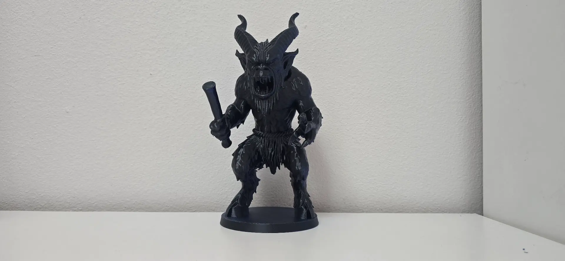 Furry Krampus with Rod Holiday Figure