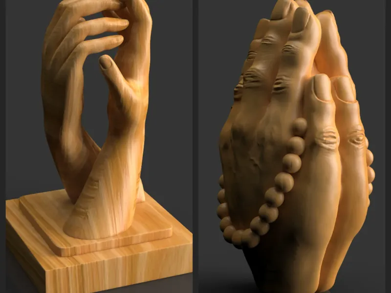 Hand statuette with rosary beads