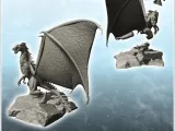 Dragon avec de grandes ailes debout sur un sol rocailleux - figurine mini-2