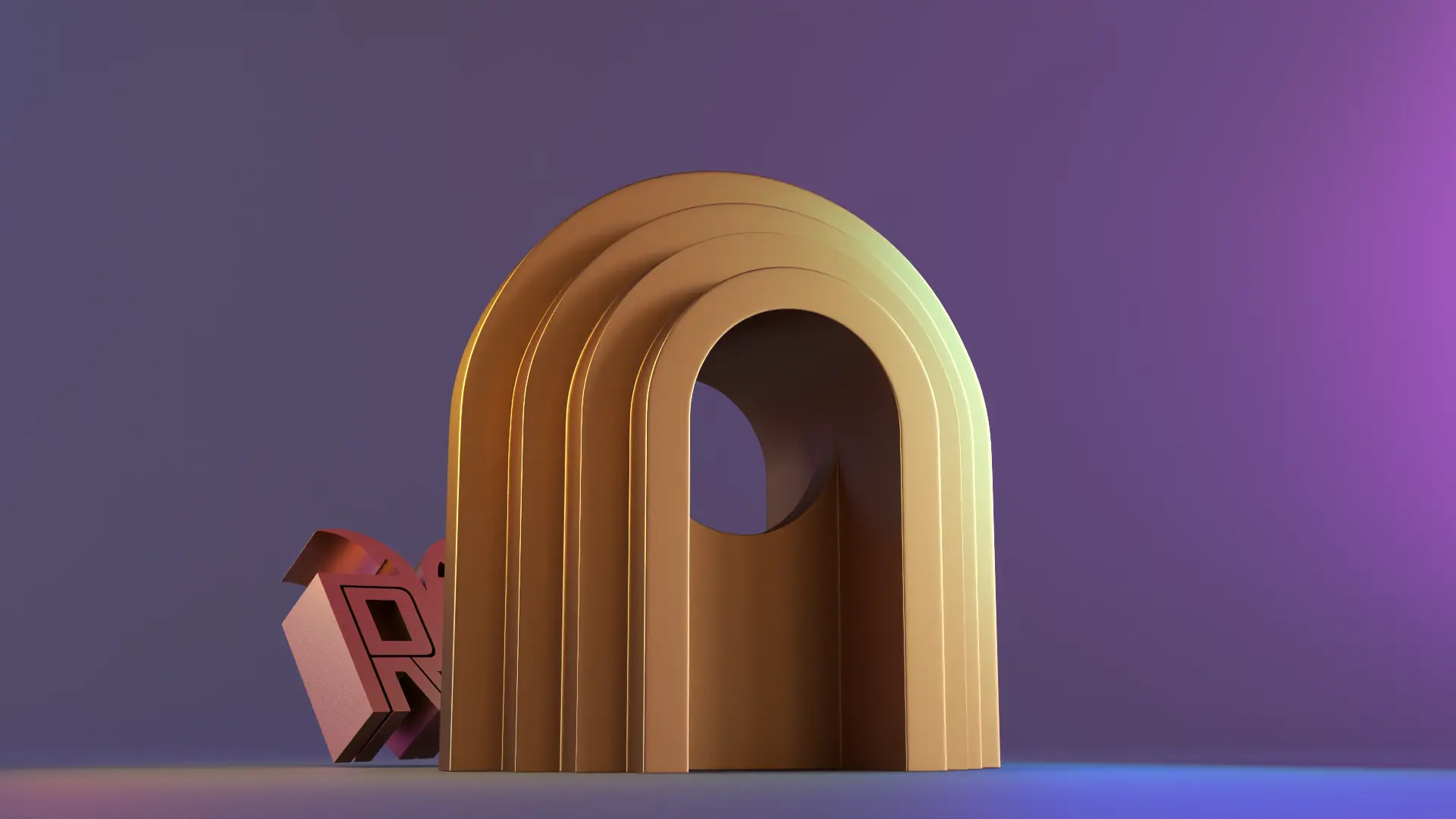 Arco forma escritorio decoración objeto 02
