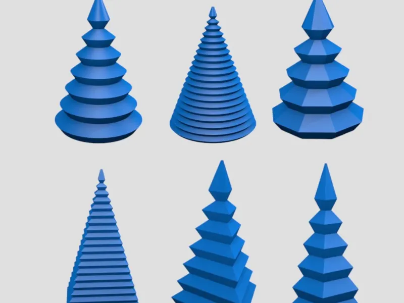 Set of Geometric Christmas Trees (Glow Effect)