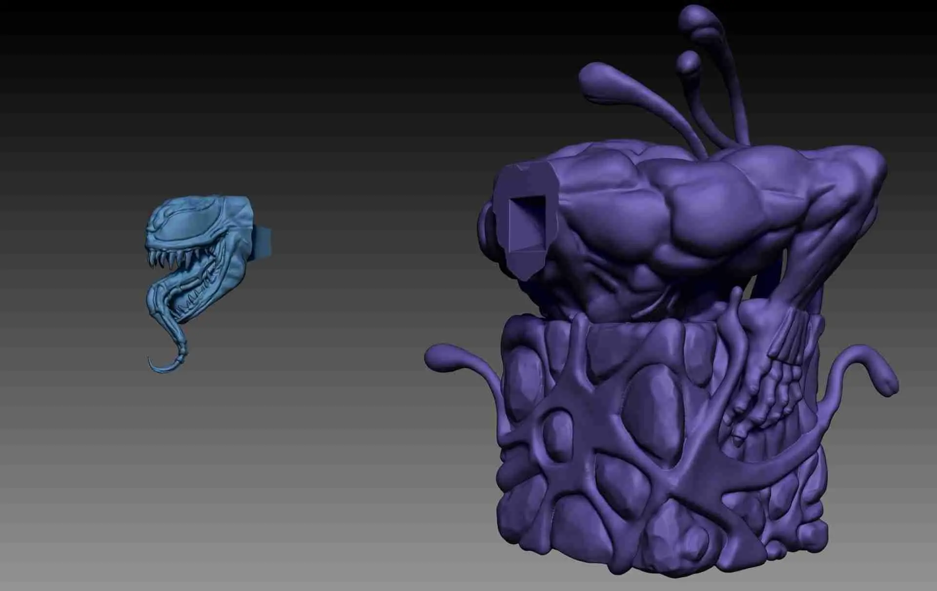 Venom x Cube Miniatur Skulptur 3D-Druck Modell