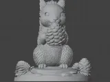 Cute Winter Squirrel Figurine Holding Pine Cone – Printable -2