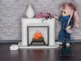 1:12 ölçekli Modern Şömine - bebek evi mobilyaları-5