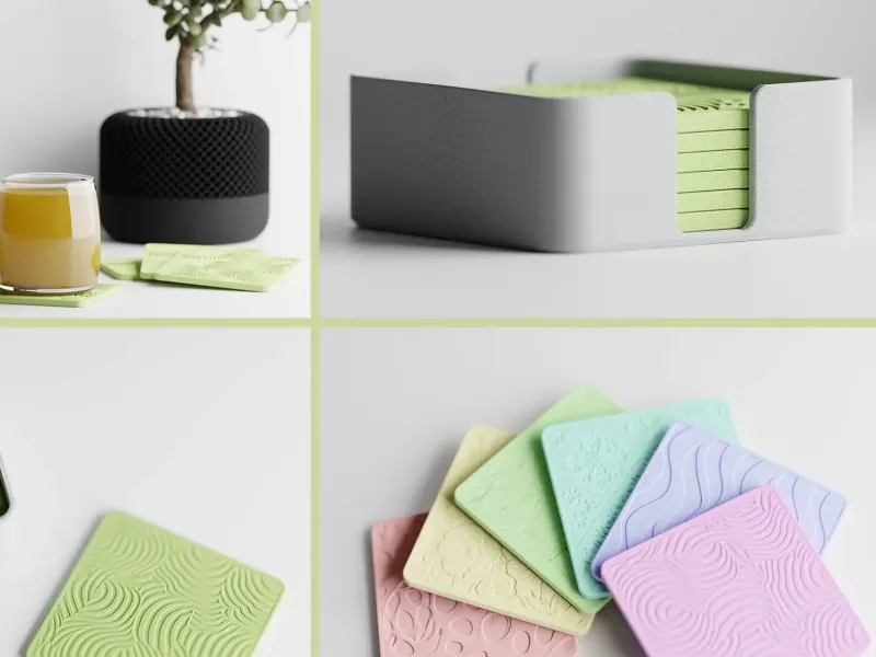 Relief-Untersetzer-Kollektion + Aufbewahrungsbox