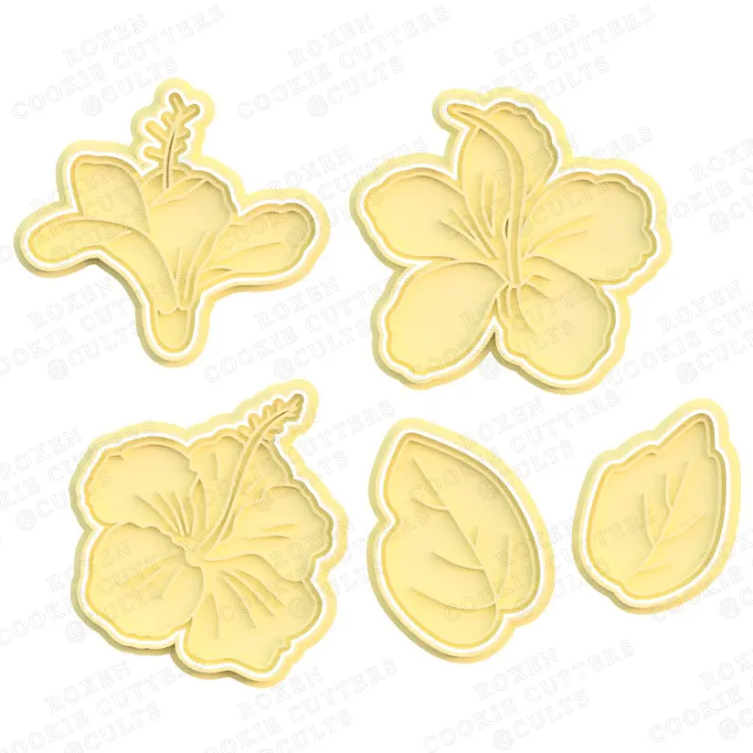 Foods STL Download - Hibiscus cookie cutter set of 5by COOKIECUTTERSEMPIRE