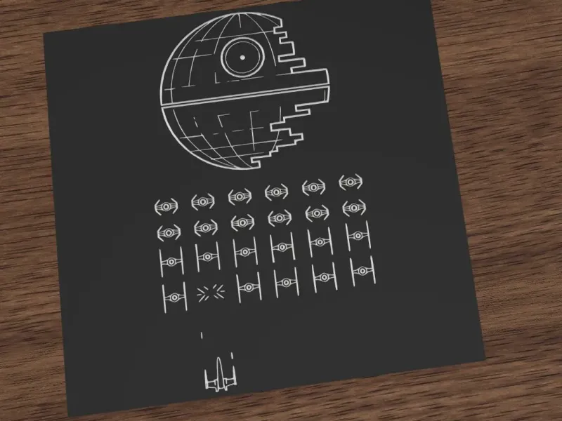 Death Star TIE Fighter Space Invaders Parody Star Wars Arcad