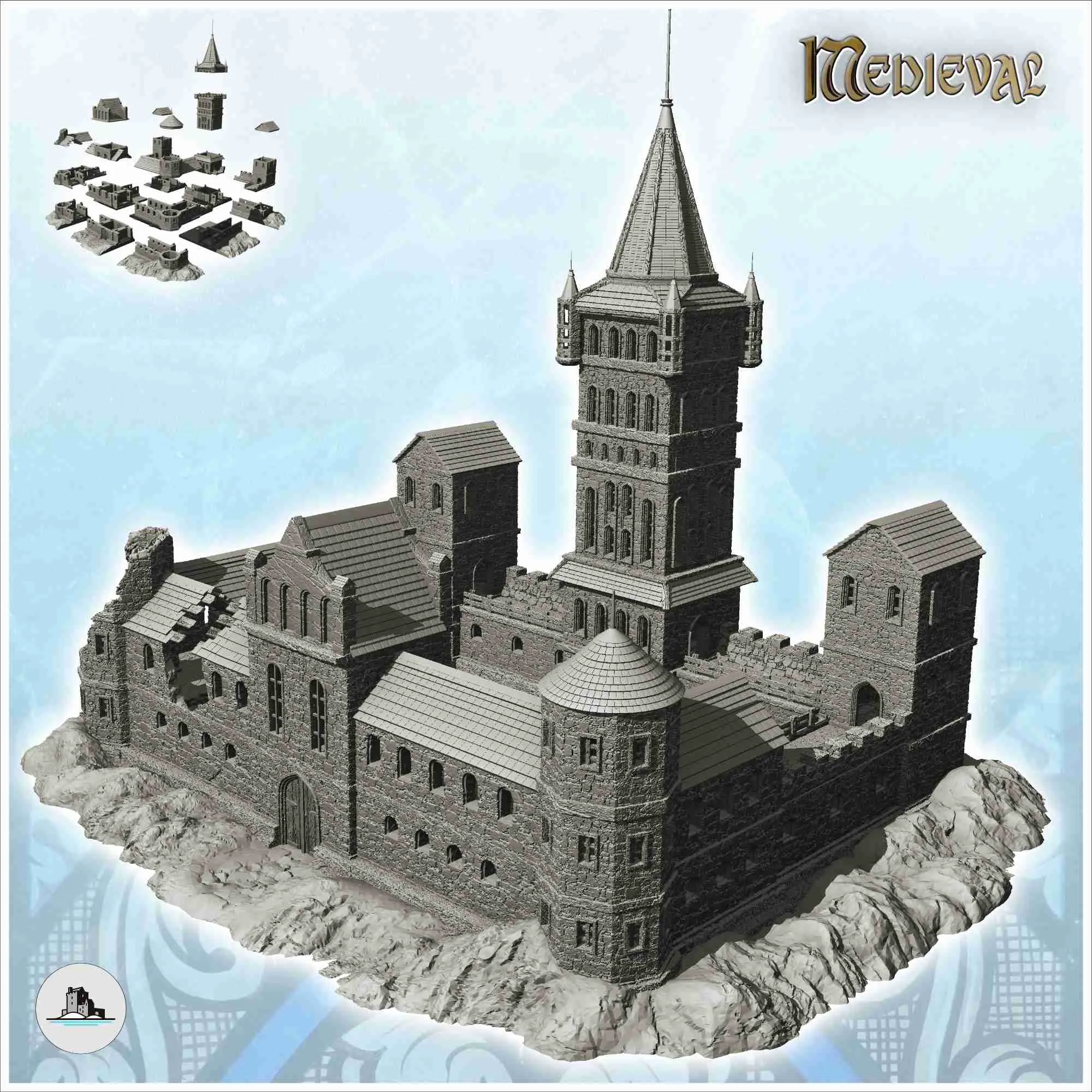Pacchetto castelli medievali n. 1 - miniature warhammer scenario t