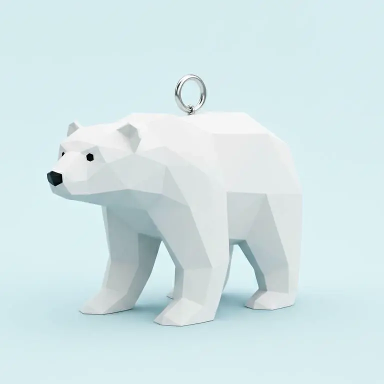 Low poly Christmas tree toy polar bear