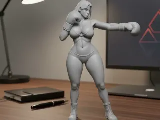 woman boxing in swimsuit