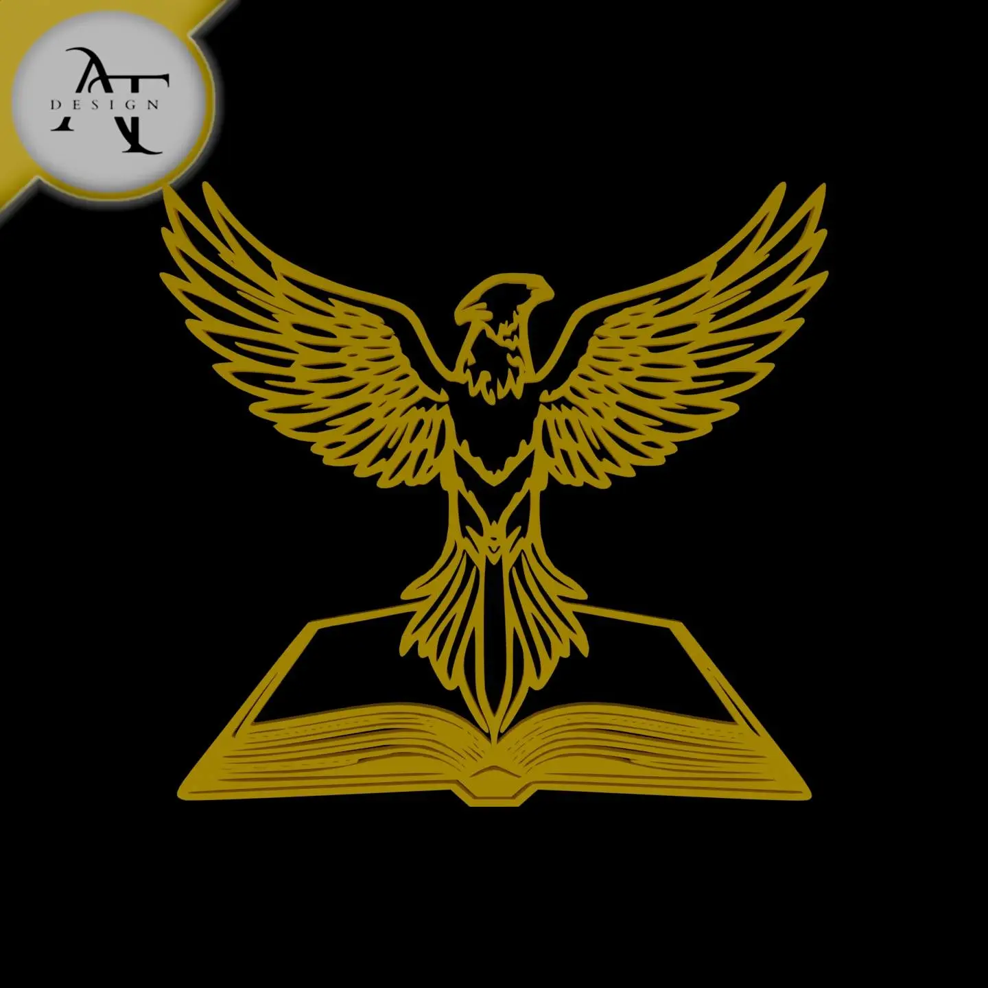 Phoenix and book - Line Art - 2D Wall Art Decor