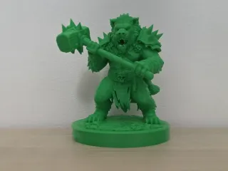 Green Werebear Warrior with Spiked War Hammer