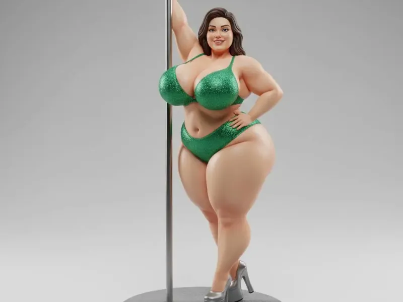 Emerald Diva – Curvy Pole Dancer Figurine